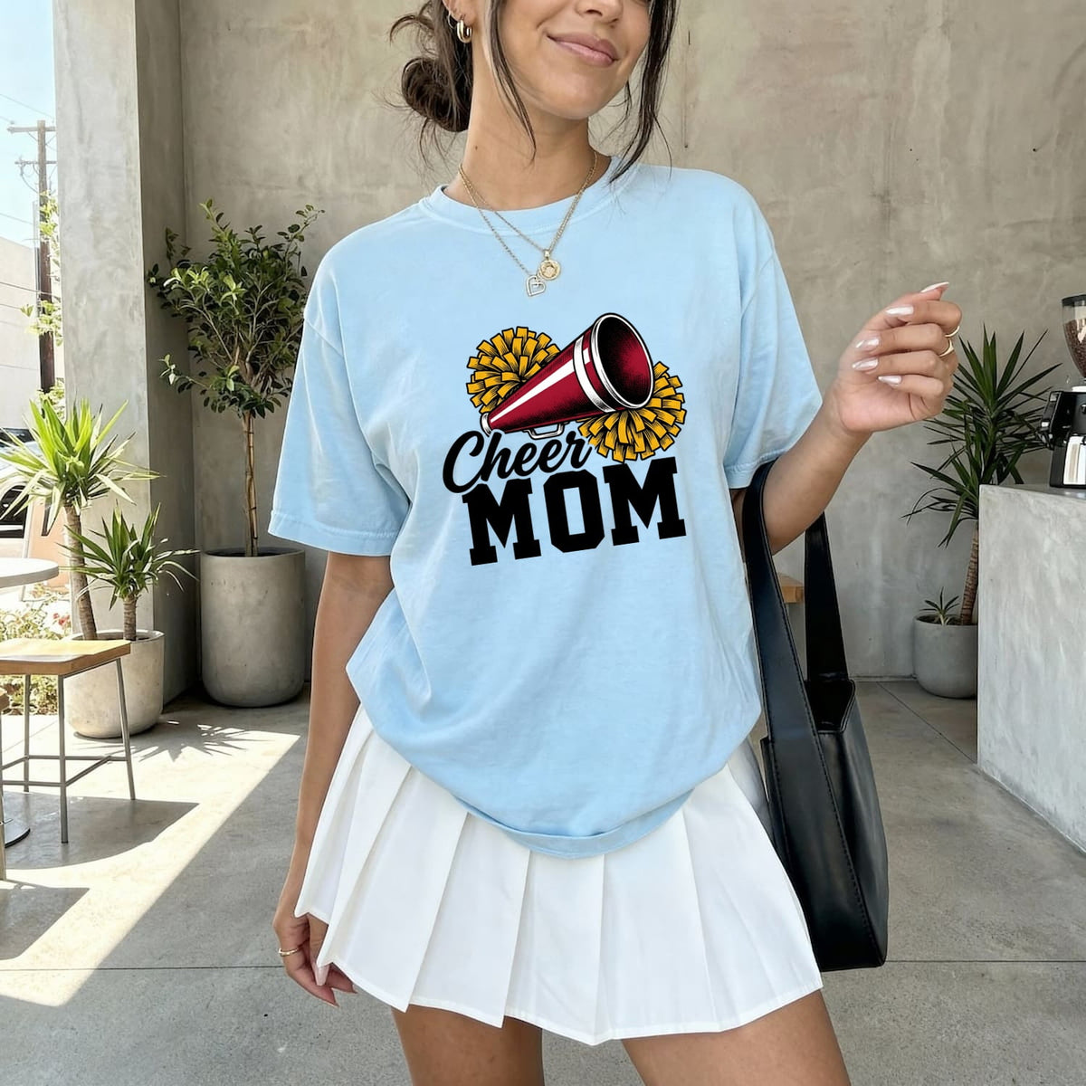 Cheer Megaphone Pom Poms Shirt | Comfort Colors Cheer MomTee | Megaphone T-Shirt Cheerleader Fan | Vintage Tshirt Cheer Graphic