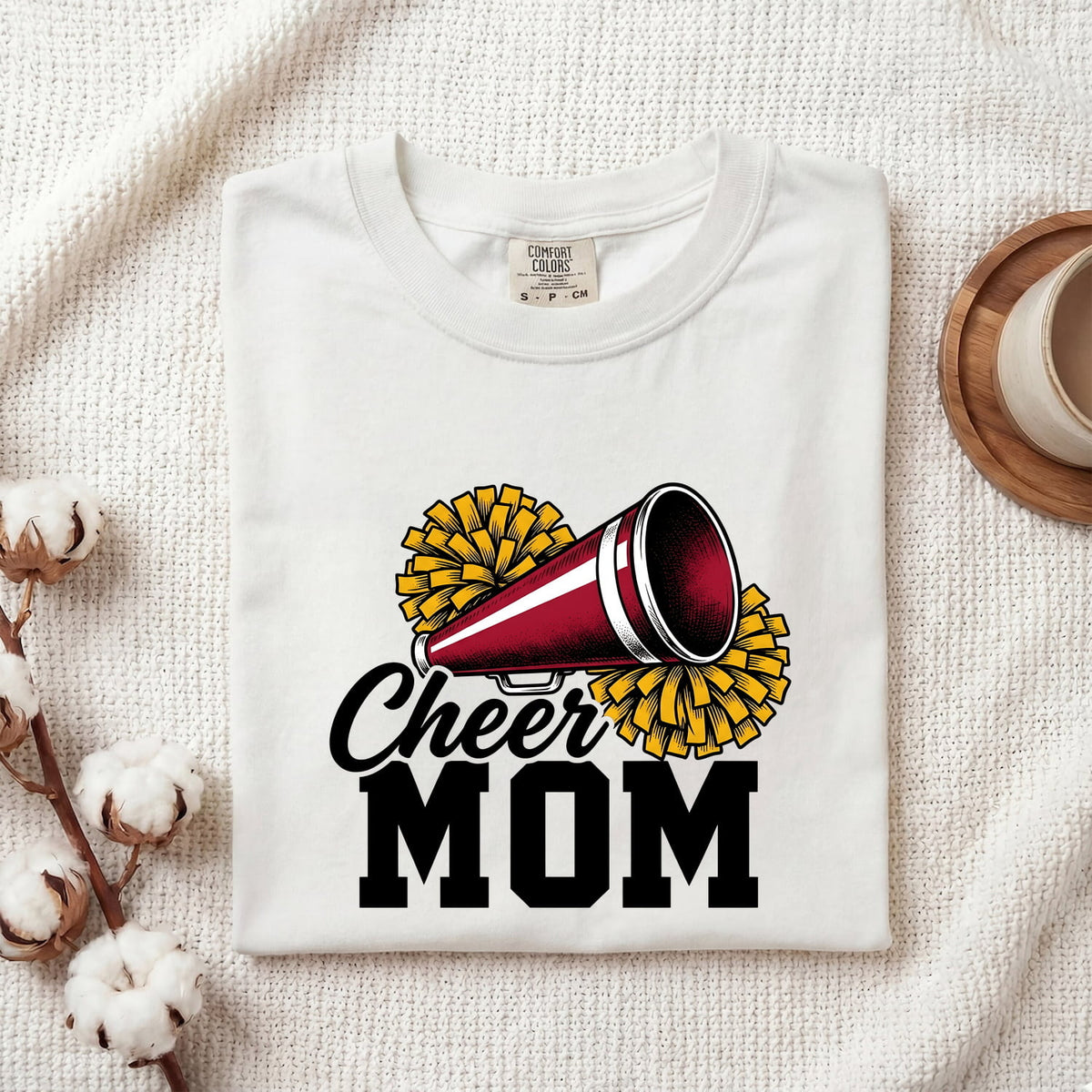 Cheer Megaphone Pom Poms Shirt | Comfort Colors Cheer MomTee | Megaphone T-Shirt Cheerleader Fan | Vintage Tshirt Cheer Graphic