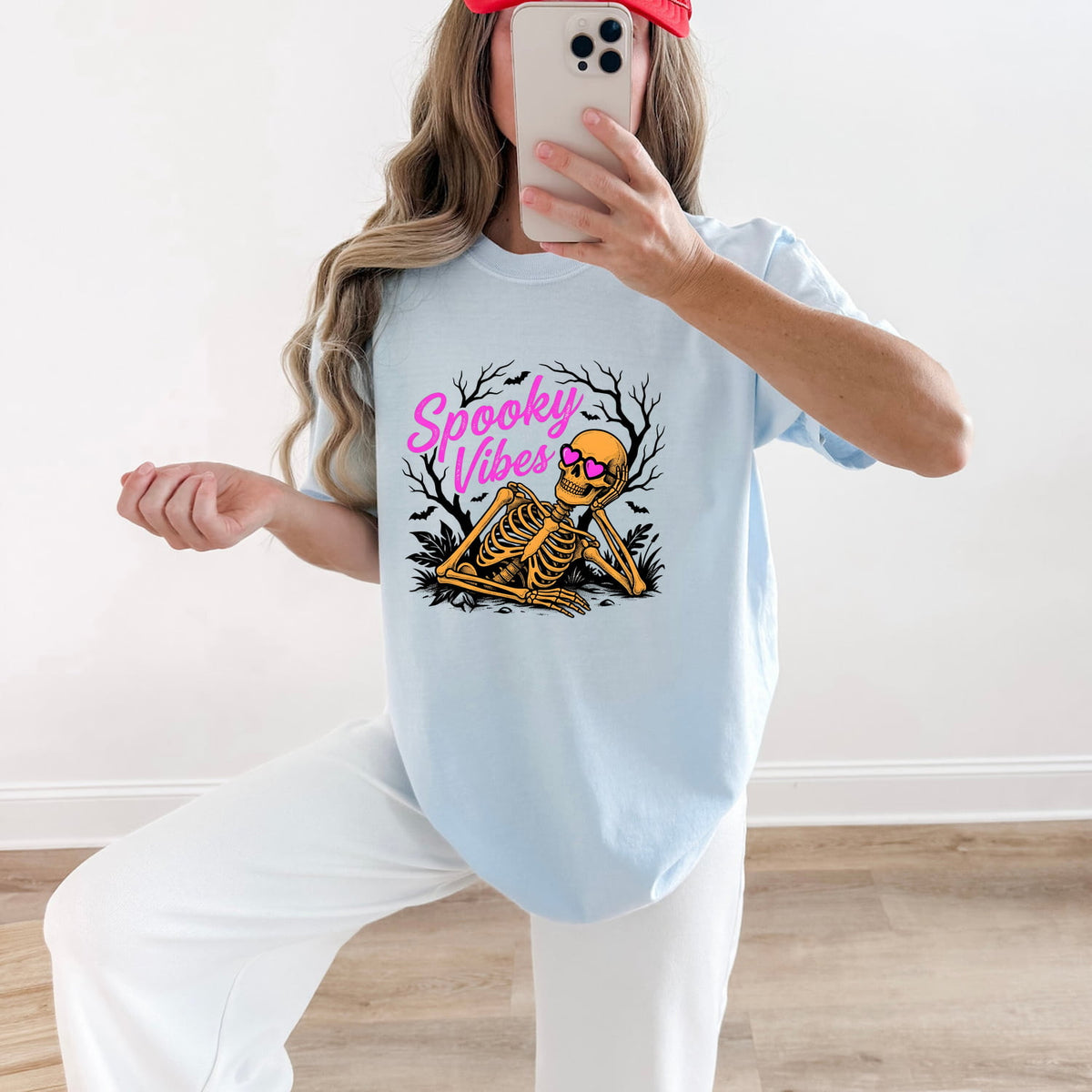 Spooky Vibes Halloween Horror Skeleton Tshirt For Women