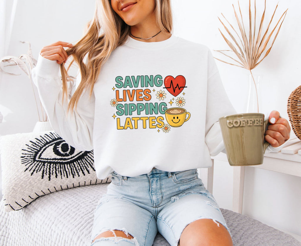 Coffee Mug Sweatshirt Nurses Espresso Gift Nurse Enthusiast Sipping Lattes