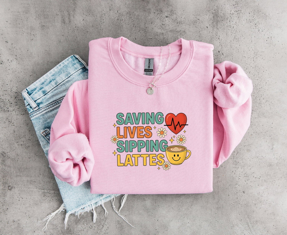 Coffee Mug Sweatshirt Nurses Espresso Gift Nurse Enthusiast Sipping Lattes