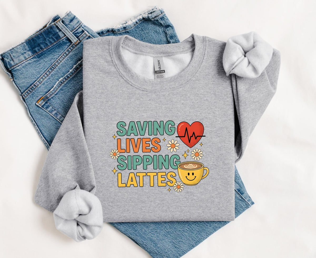Coffee Mug Sweatshirt Nurses Espresso Gift Nurse Enthusiast Sipping Lattes