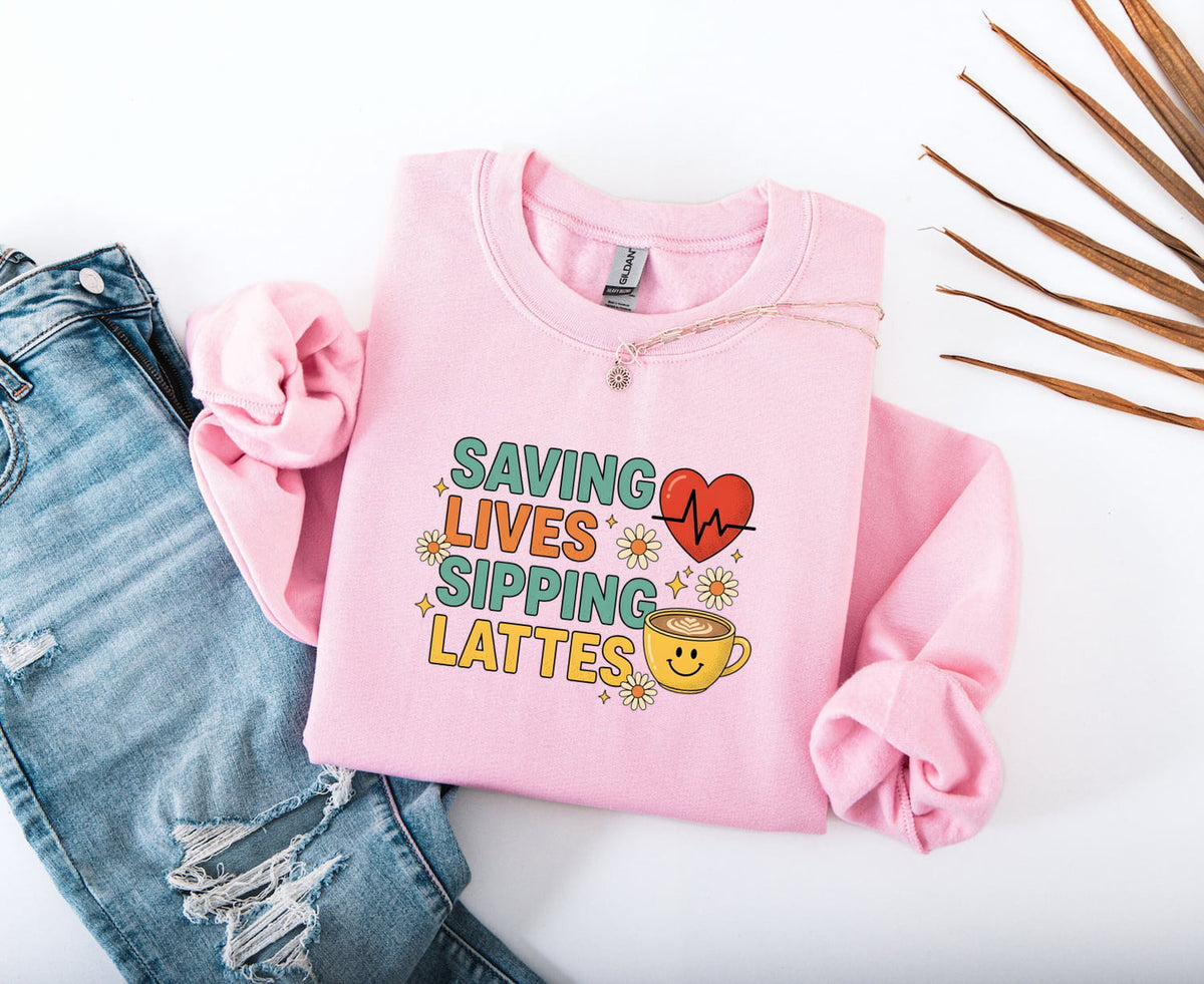 Coffee Mug Sweatshirt Nurses Espresso Gift Nurse Enthusiast Sipping Lattes