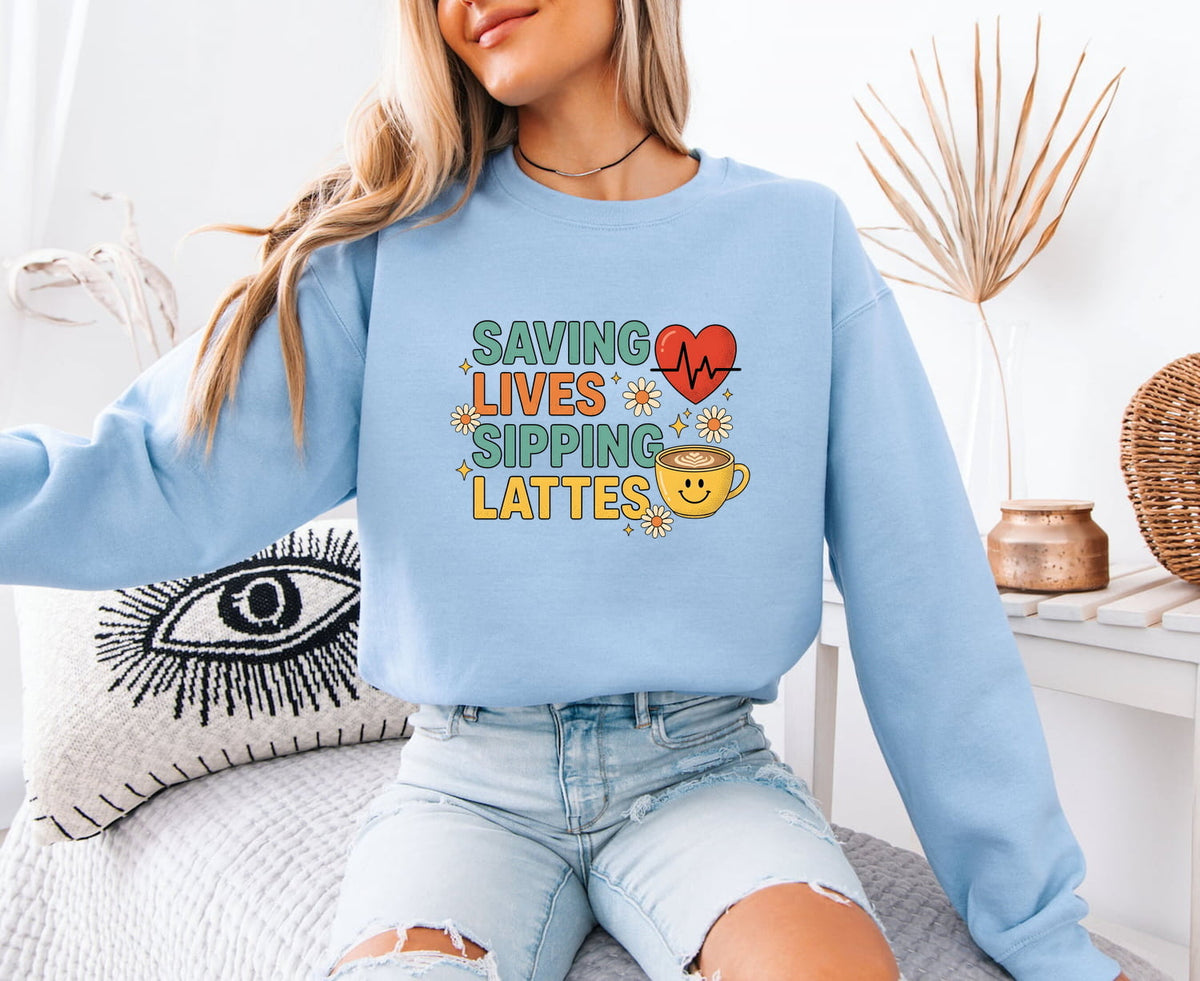 Coffee Mug Sweatshirt Nurses Espresso Gift Nurse Enthusiast Sipping Lattes