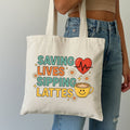 Nurses Coffee Mug Tote Bag Saving Lives Sipping Lattes | Gifts For Nurses