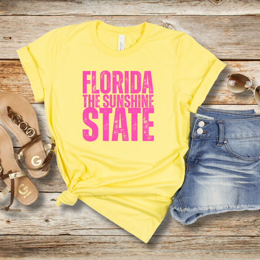 Florida The Sunshine State, Womens T-Shirt, Vacation Shirt, Summer Apparel, Trendy Gift, Casual Wear