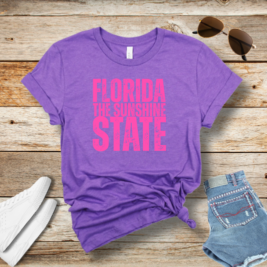 Florida The Sunshine State, Womens T-Shirt, Vacation Shirt, Summer Apparel, Trendy Gift, Casual Wear
