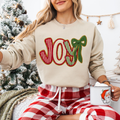 Joy Holiday Long Sleeve T-shirt  Faux Yarn Design