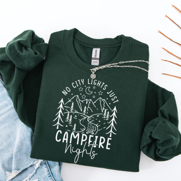 No City Lights Just Campfire Nights Sweatshirt | Women's Camping Crewneck