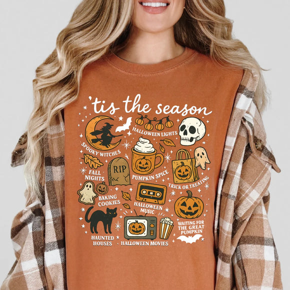Tis The Season Halloween Doodle T-Shirt, Comfort Colors Halloween Vibes tshirt, Halloween Trending Tee