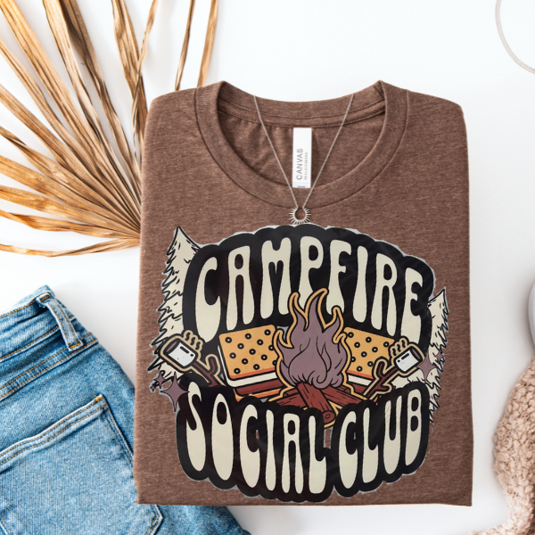 Campfire Social Club Women's T-Shirt, Womens Camping Shirt, Camp Lover Shirt, Camper Shirt