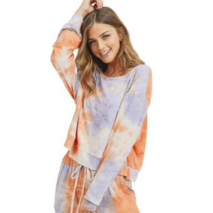 Tie-Dye Long Sleeve Top in Orange and Purple