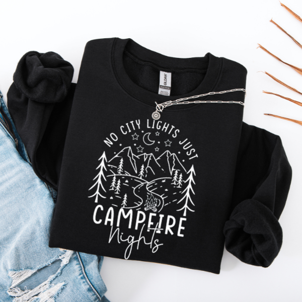 No City Lights Just Campfire Nights Sweatshirt | Women's Camping Crewneck