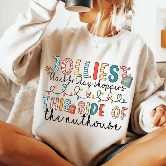 Jolliest Black Friday Shopper, Funny T-Shirts, Humorous Black Friday T-Shirt