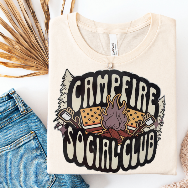 Campfire Social Club Women's T-Shirt, Womens Camping Shirt, Camp Lover Shirt, Camper Shirt