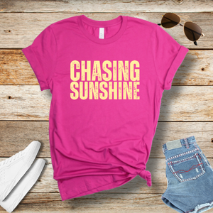 Chasing Sunshine Unisex Short Sleeve Tee - Bright Summer Vibes Graphic Tee for Beach Days, Road Trips & Sunshine Lovers