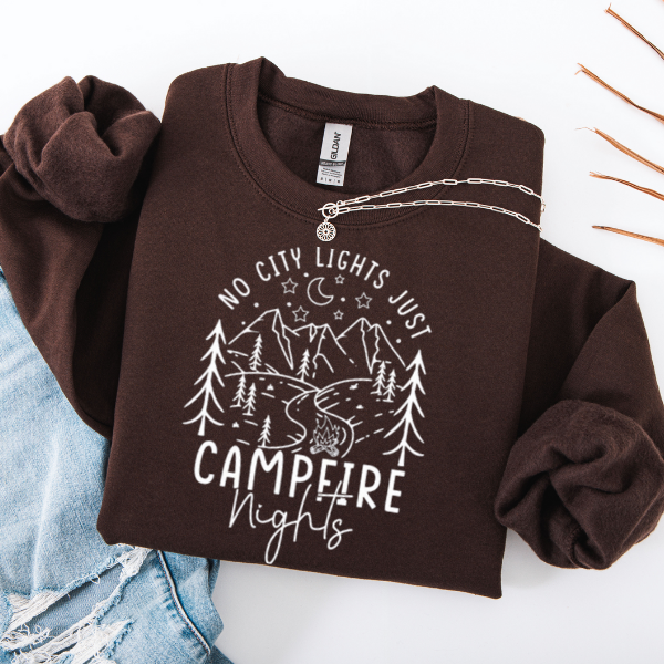No City Lights Just Campfire Nights Sweatshirt | Women's Camping Crewneck