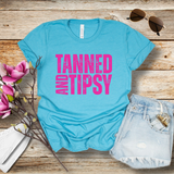 Tanned and Tipsy T-Shirt – Funny Summer Graphic Tee for Beach Days, Lake Life & Vacay Vibes