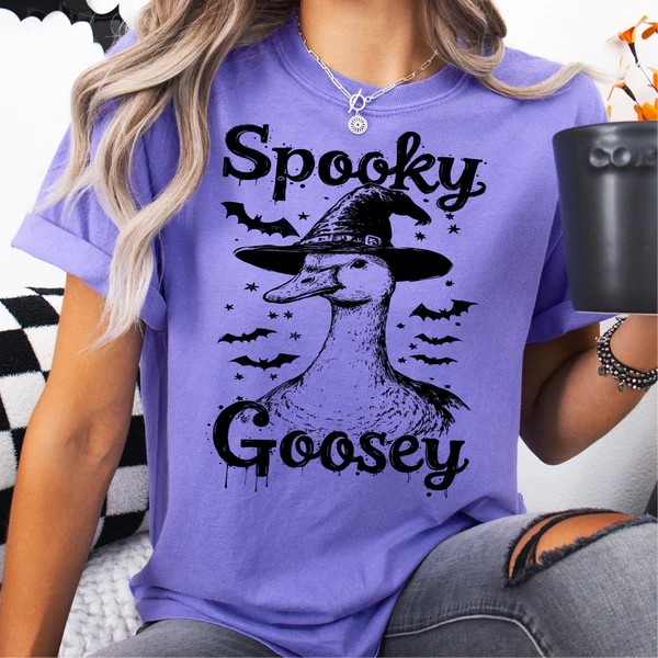 Spooky Goosey Halloween Tee, Comfort Colors T-Shirt, Halloween Tee, Halloween Spirit T-Shirt, Trending Halloween Tee