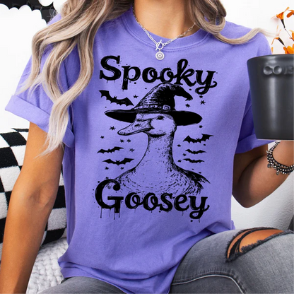 Spooky Goosey Halloween Tee, Comfort Colors T-Shirt, Halloween Tee, Halloween Spirit T-Shirt, Trending Halloween Tee
