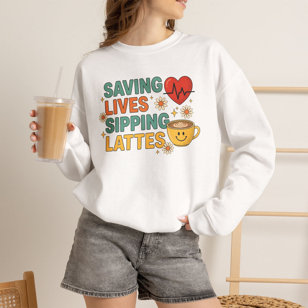 Coffee Mug Sweatshirt Nurses Espresso Gift Nurse Enthusiast Sipping Lattes