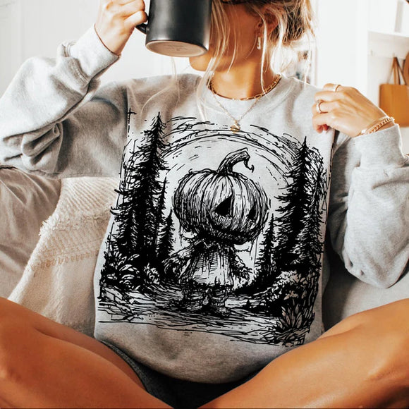Pumpkin Horror Halloween Sweatshirt, Scary Halloween Sweatshirt, Halloween Sweatshirt, Horror Pumpkin