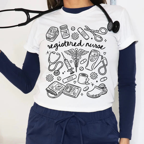 Registered Nurse Doodle T-Shirt, Nurses Doodle Shirt, Nurse Insprired Tee, Gifts For Nurses