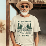 No Bad Trails Just Bad Knees, Short Sleeve Unisex Tee, Hiking T-shirt, Hikers and Outdoor Adventurers