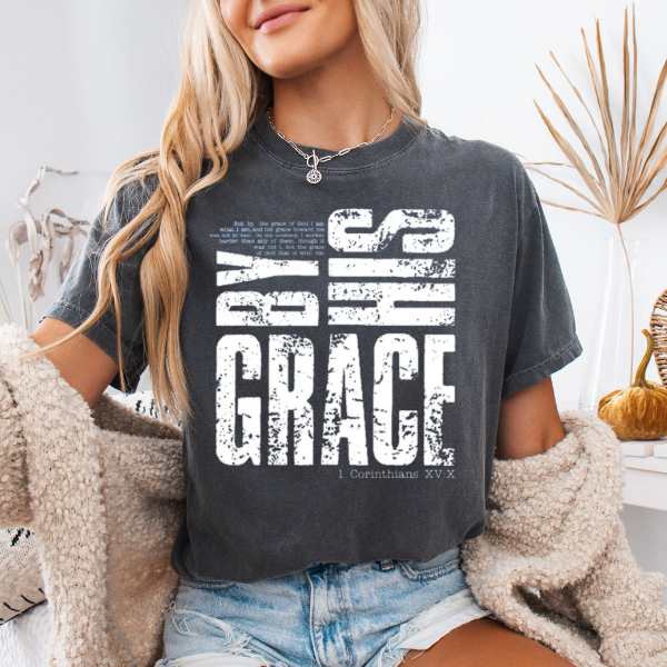 By His Grace T-Shirt | Women's Faith Based Comfort Colors Christian Tee