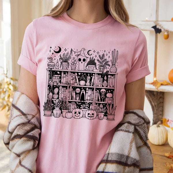 Halloween Spooky Book Nook Comfort Colors Halloween Tee, Book Lovers Halloween T-shirt