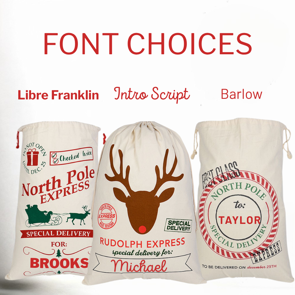 Personalized Santa Gift Bag Rudolph Express, Customized Christmas Gift Bag