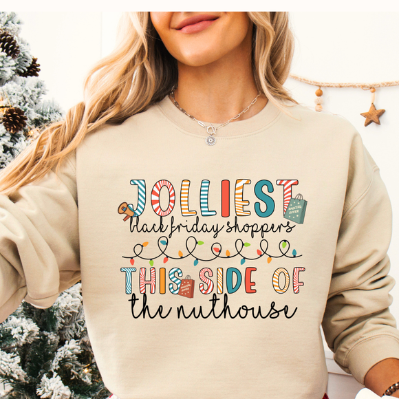 Jolliest Black Friday Shopper, Funny Sweatshirts, Humorous Black Friday Sweatshirt