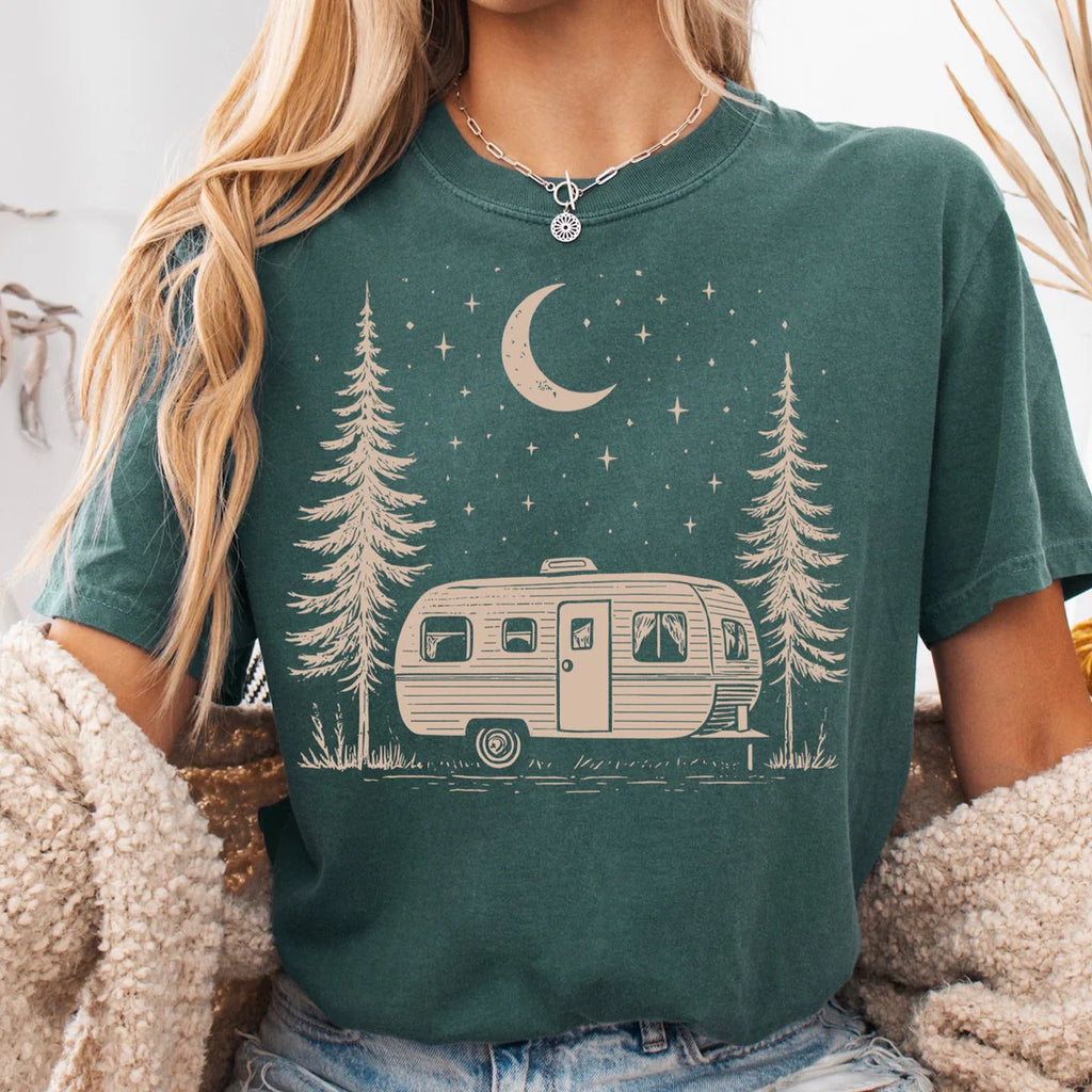 Comfort Colors Camper In The Woods Tee - Women's Camping Tee, Unisex Short Sleeve Tee, Camper T-shirt, Camping