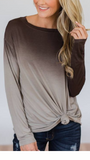 Brown Gradient round neck loose fit casual top