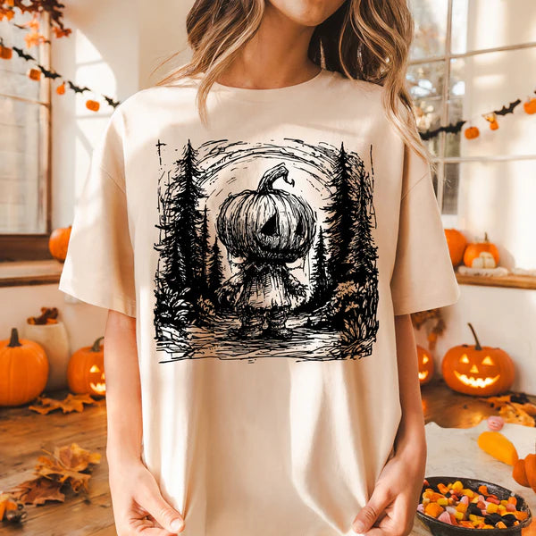 Pumpkin Horror Short Sleeve Halloween Comfort Colors Tee, Scary Halloween T-Shirt, Halloween Tee, Horror Pumpkin