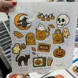 Halloween Short Sleeve Doodle T-Shirt, Comfort Colors Halloween Vibes tshirt, Halloween Trending Tee