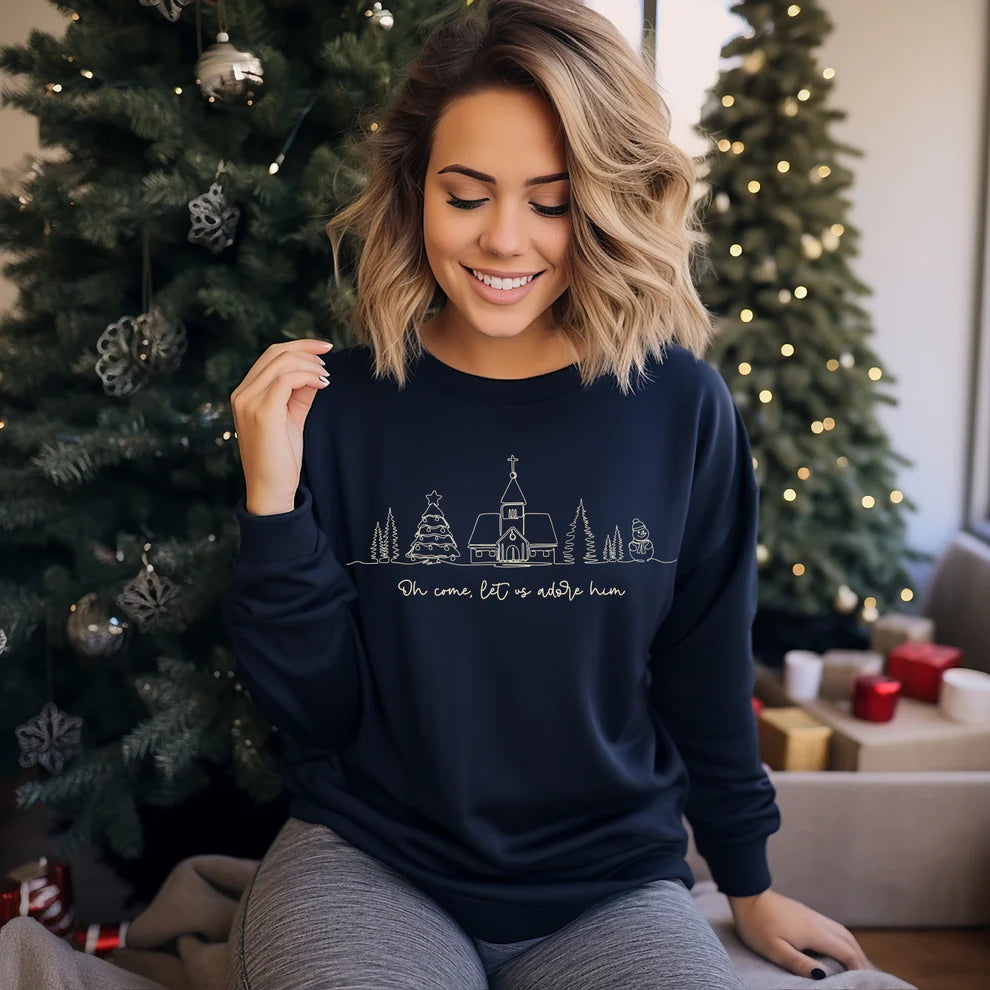 Oh, Come Let Us Adore Him Holiday Sweatshirt