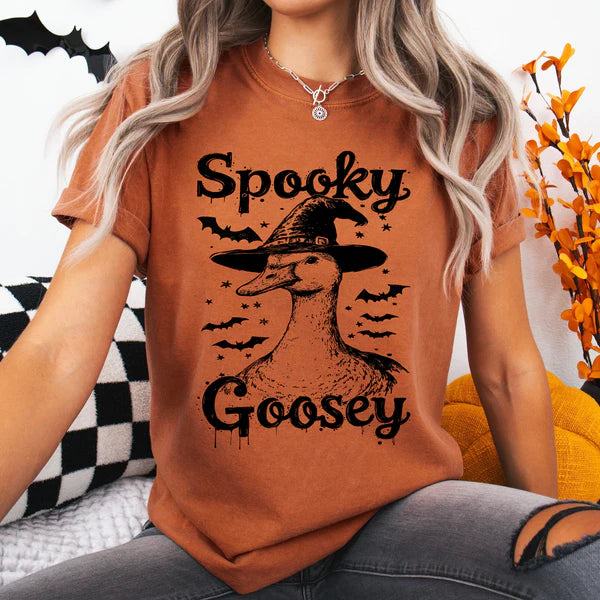 Spooky Goosey Halloween Tee, Comfort Colors T-Shirt, Halloween Tee, Halloween Spirit T-Shirt, Trending Halloween Tee