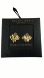 14kt Gold Dipped Hammered Rhombus Stud Earrings