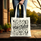 Hairstylist Doodle Tote Bag, Hairstylist Doodle Tote, Hairstylist Insprired Tote Bag, Gifts For Hairstylist and Color Specialist and hairdresser