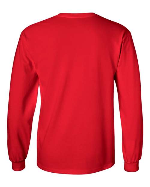 Mens Casual Cotton Red Long Sleeve T-Shirt
