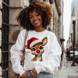 Rudolph Sweatshirt  Faux Yarn Design, Christmas Sweatshirt, Gifts for Women