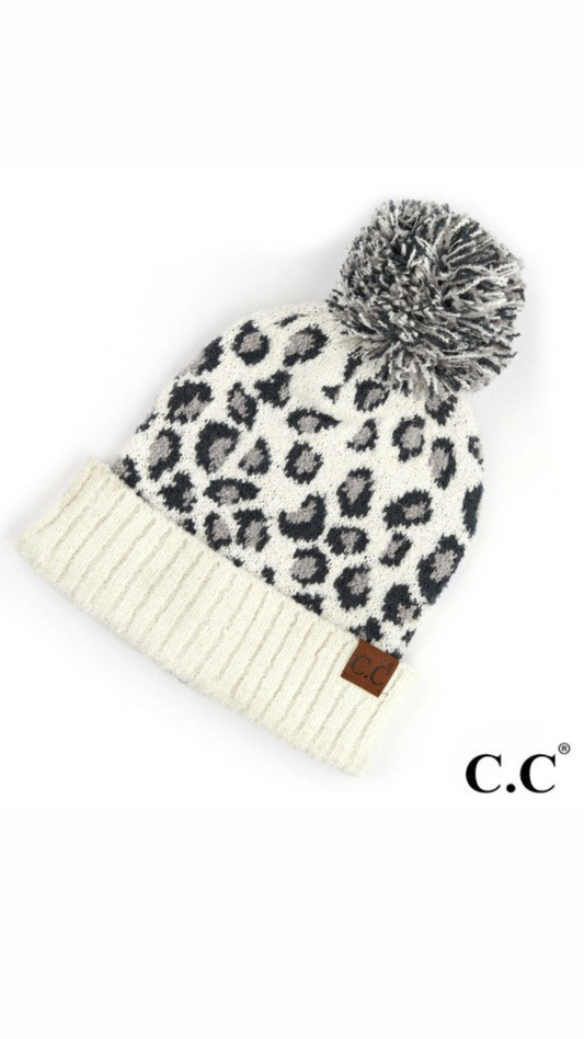 C.C. Jacquard Knit Pom Beanie