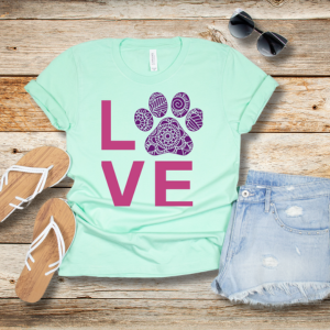 Love Dog Paw  Bella Canvas T-shirt