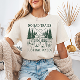 No Bad Trails Just Bad Knees, Short Sleeve Unisex Tee, Hiking T-shirt, Hikers and Outdoor Adventurers