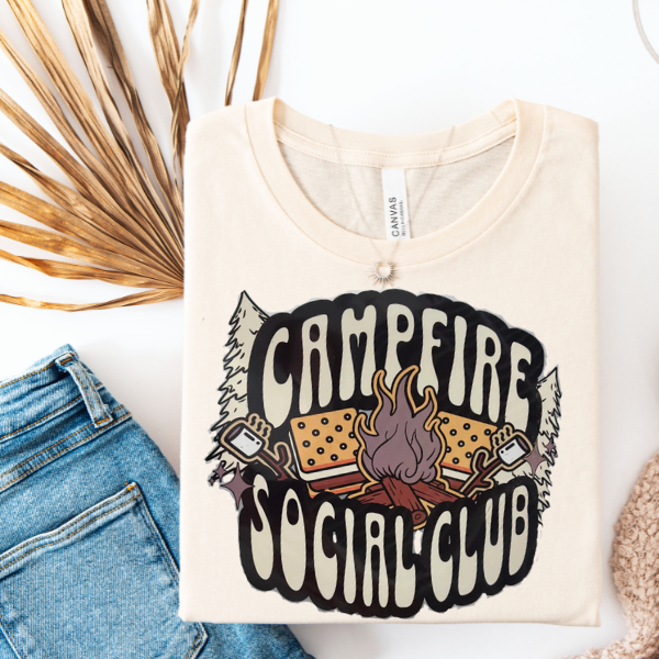 Campfire Social Club Women's T-Shirt, Womens Camping Shirt, Camp Lover Shirt, Camper Shirt