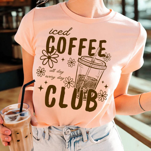Iced Coffee Club All Day Everyday, Comfort Colors T-Shirt, Coffee lovers tee, Iced Coffee Lovers