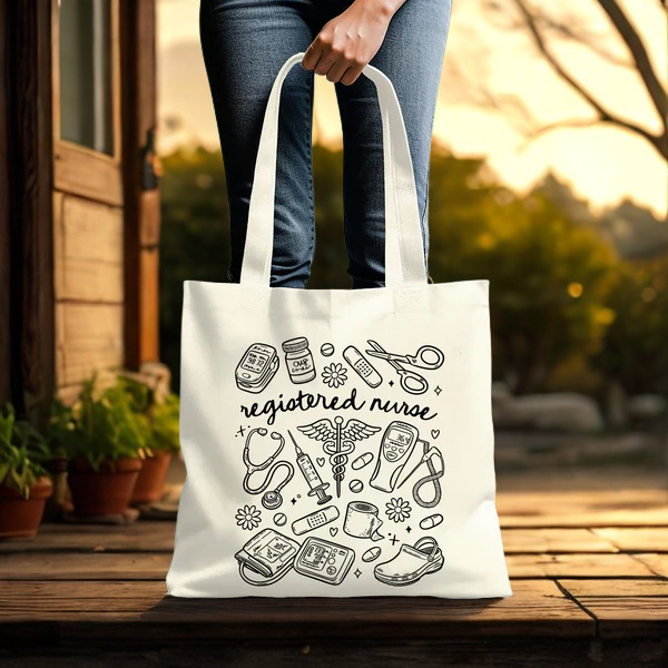 Registered Nurse Doodle Tote Bag, Nurses Doodle Tote, Nurse Insprired Tote Bag, Gifts For Nurses