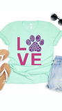 Love Dog Paw  Bella Canvas T-shirt