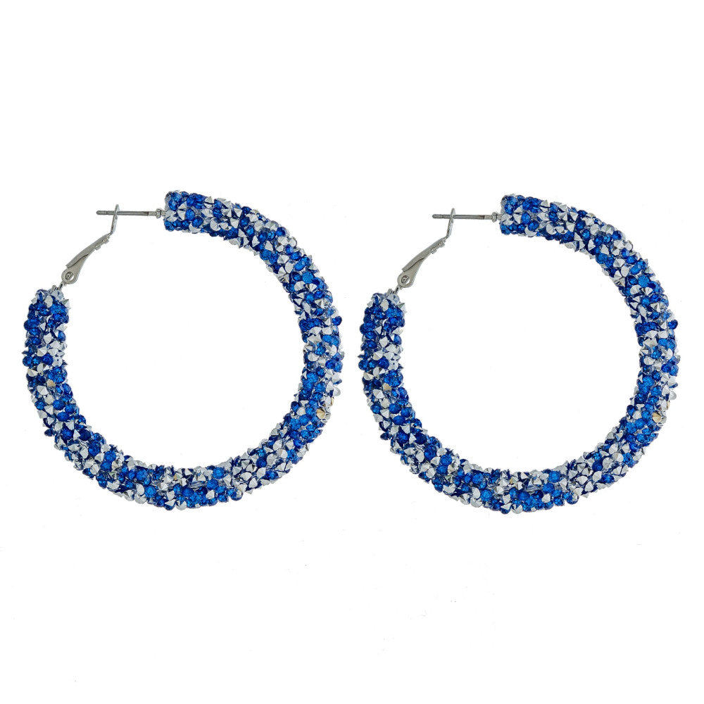 Large Blue Hoop Earrings